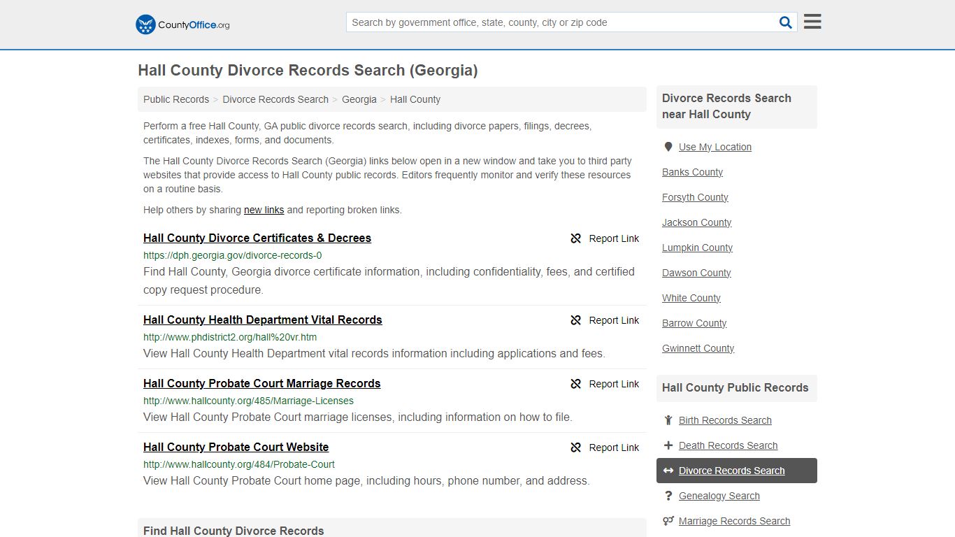 Hall County Divorce Records Search (Georgia) - County Office