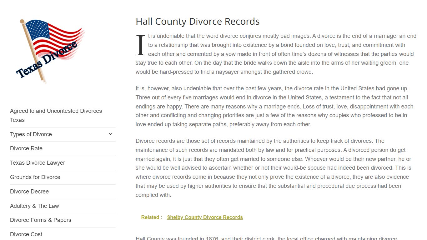 Hall County Divorce Records – Divorce in Texas